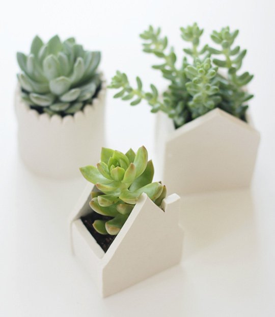 modern house shaped planters