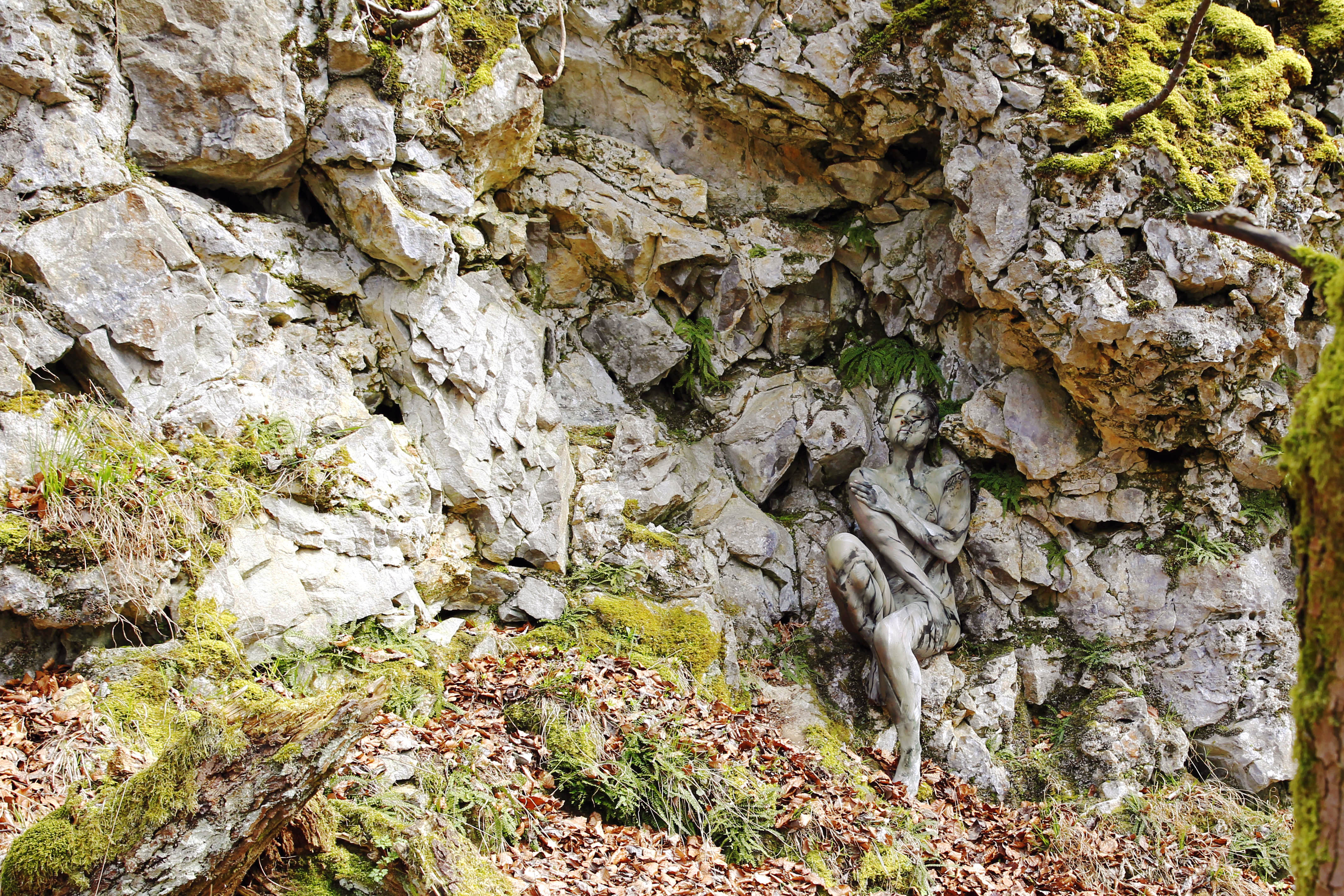 German body-painting artist Joerg Duesterwald's 'Rock Face'