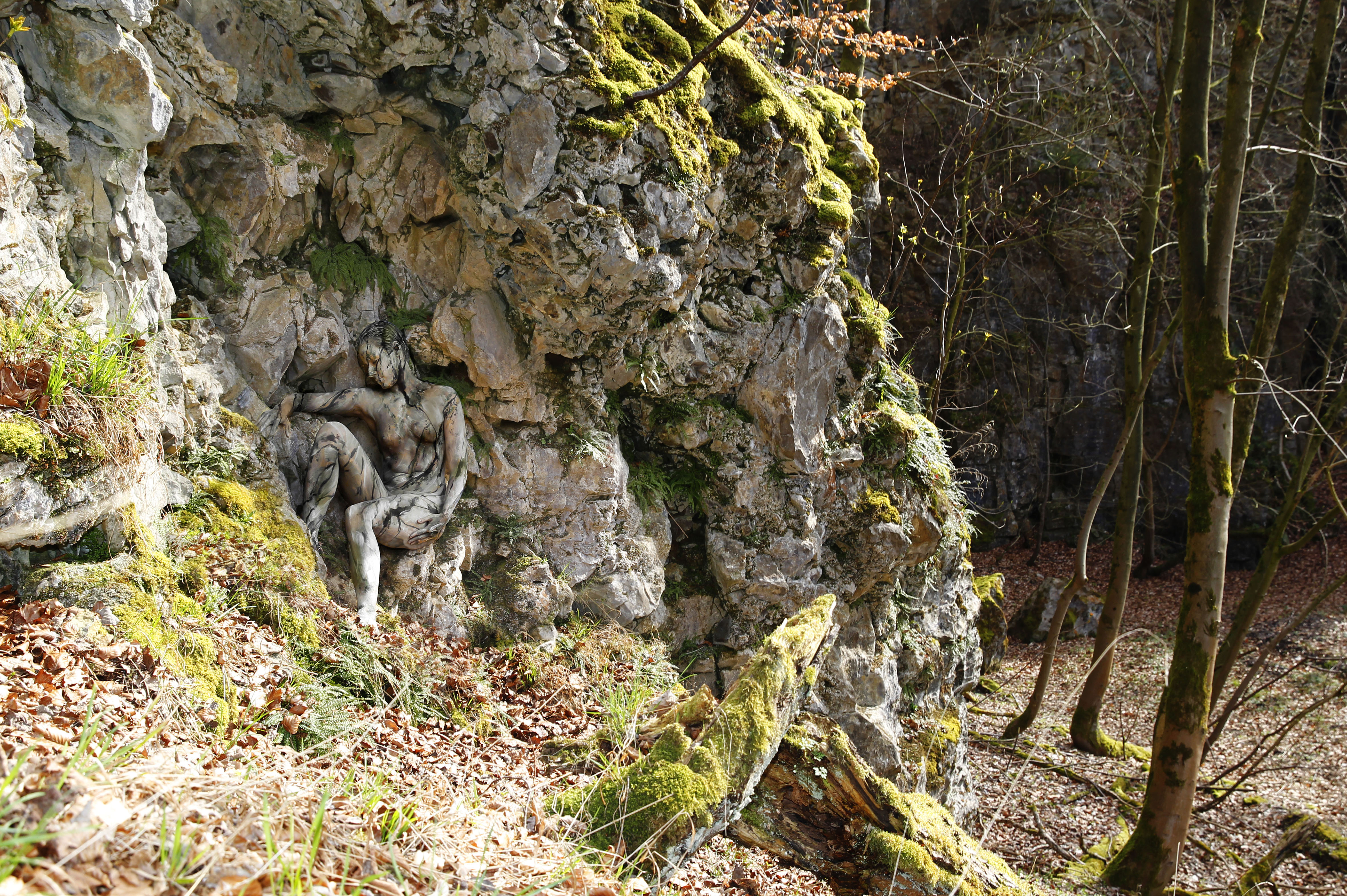 German body-painting artist Joerg Duesterwald's 'Rock Face'