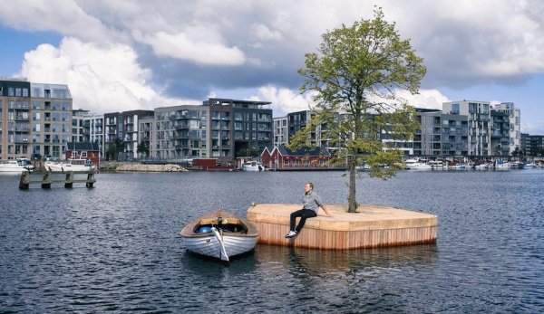 Isle Go: Floating Islands Buoy Copenhagen Harbor