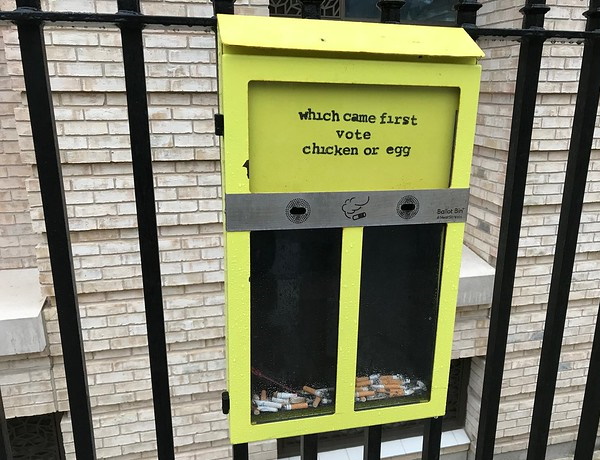 Has Bin: 10 Unfiltered Cigarette Butt Bins & Signs